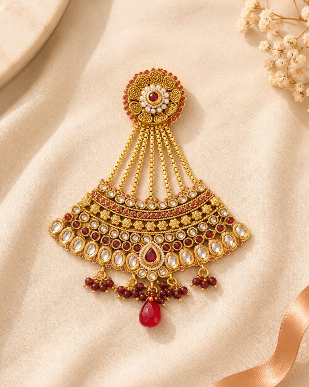 Rajwada Ruby Maang Tikka