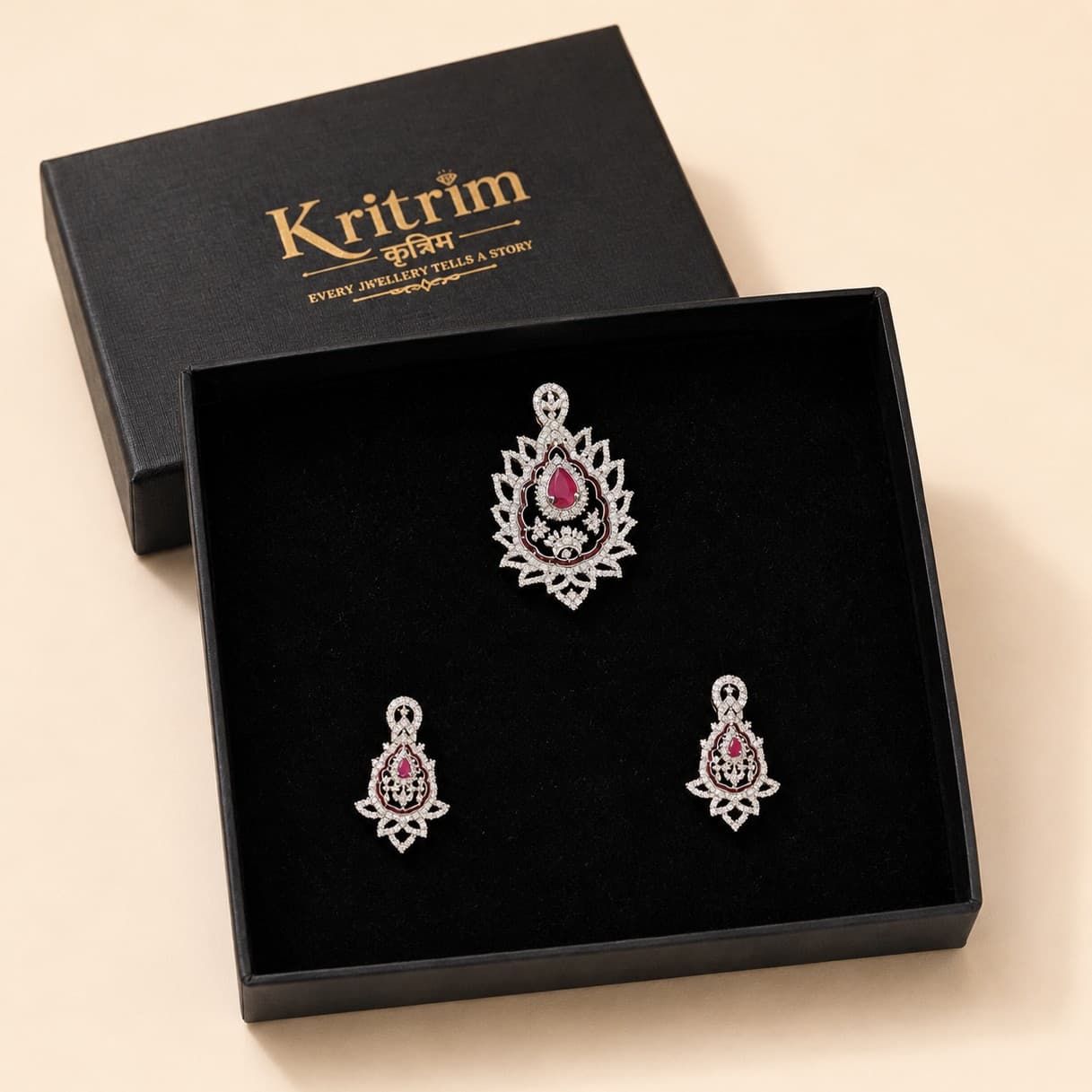 Royal Ruby Zircon Pendant Set