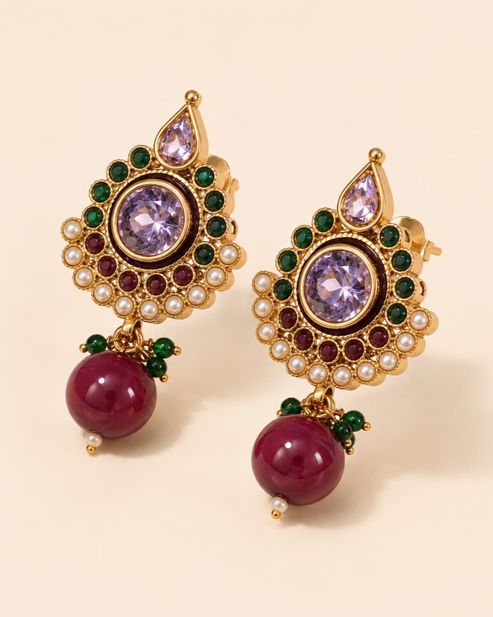 Royal Amethyst Pearl Drop Earrings