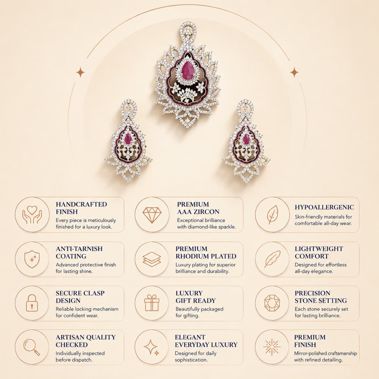 Royal Ruby Zircon Pendant Set